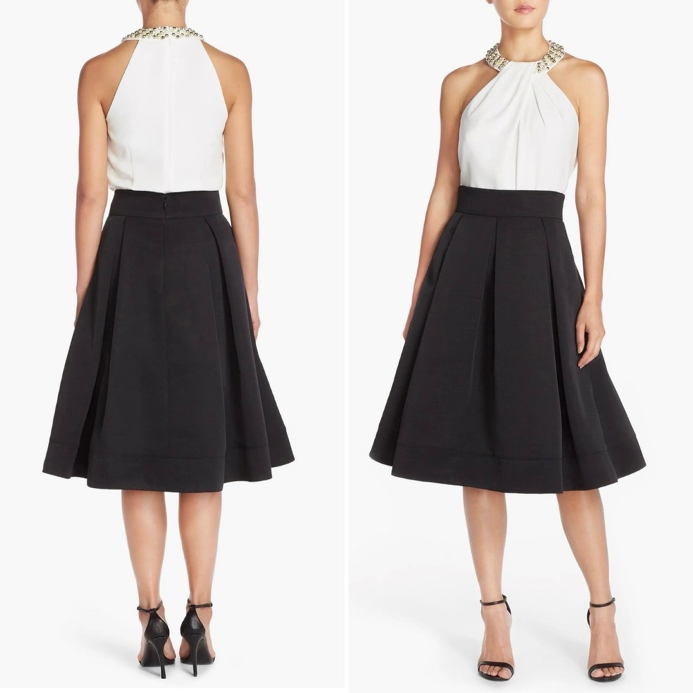 NWT NEW ELIZA J SKIRT FAILLE BLACK MIDI A-LINE RETRO POCKETS 6 NORDSTROM MINT